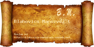 Blahovics Manszvét névjegykártya